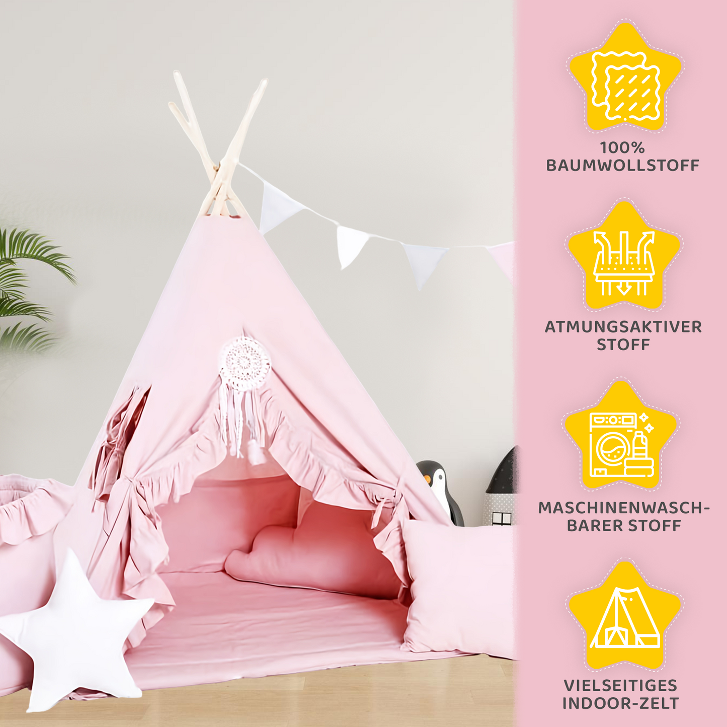 Tipi Spielzelt Rosa Prinzessin | Märchen Kinderzelt – Rainbow Kids