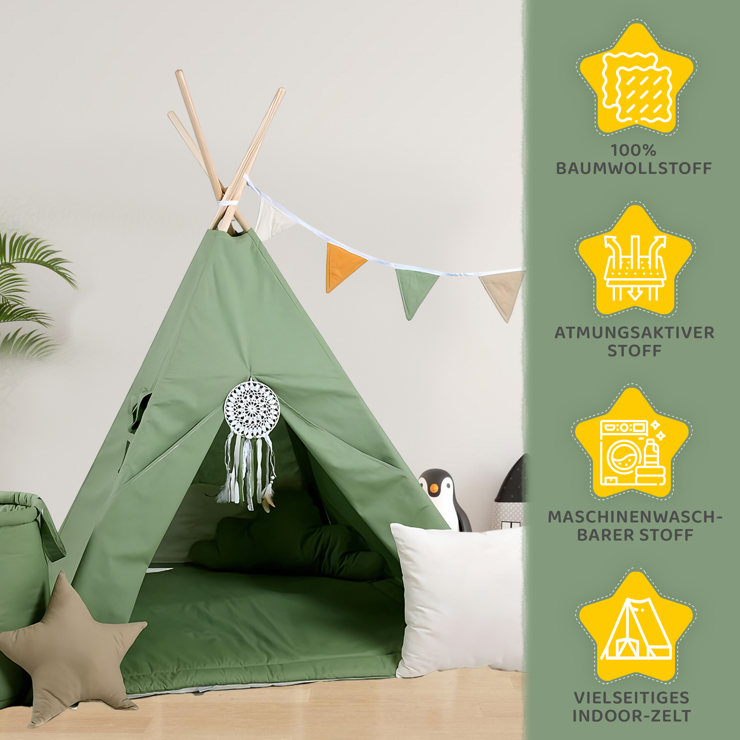 Tipi Spielzelt Waldgeist | Natur Kinderzelt für drinnen & draußen – Rainbow Kids