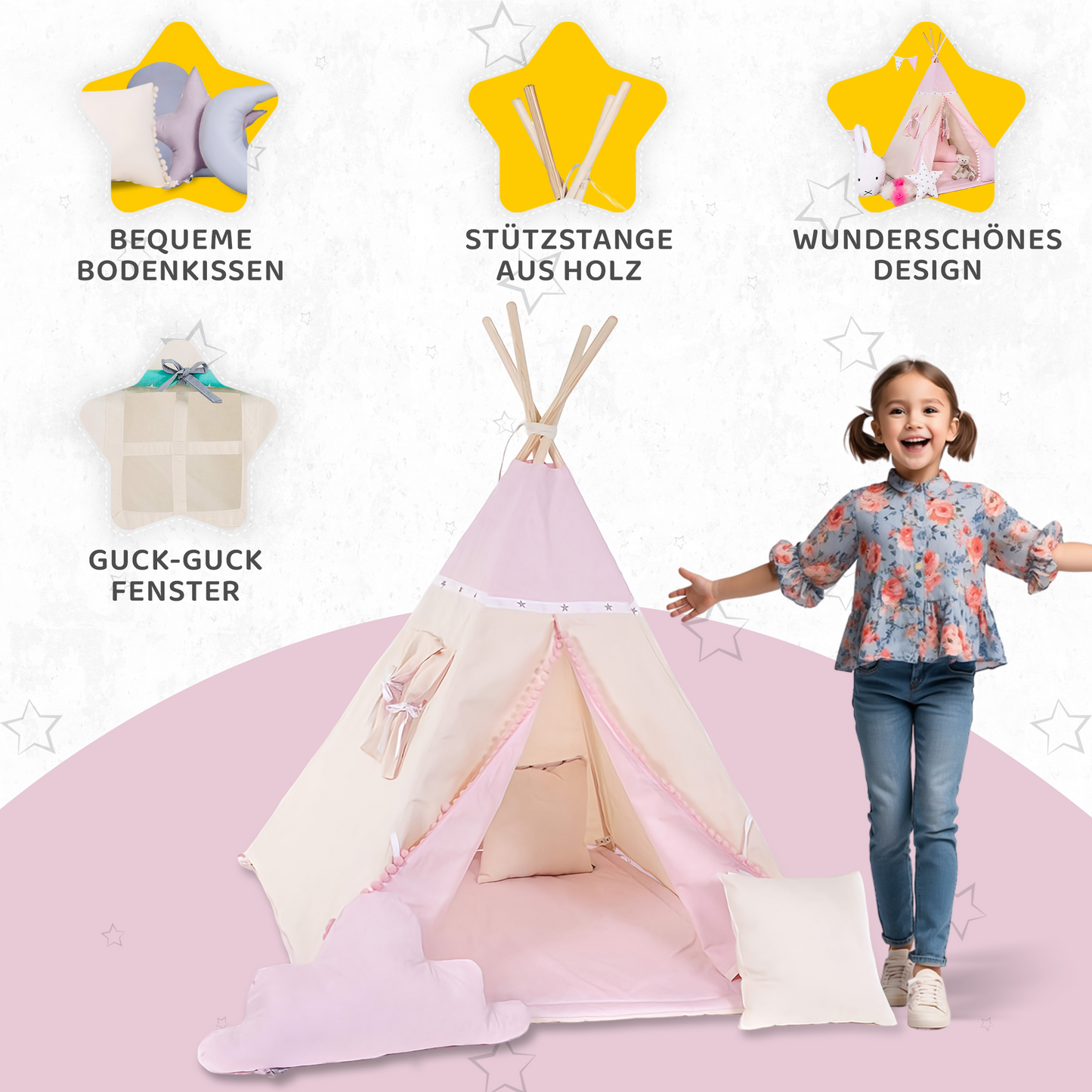 Tipi Spielzelt Kleine Königin | Märchen Kinderzelt für Mädchen – Rainbow Kids