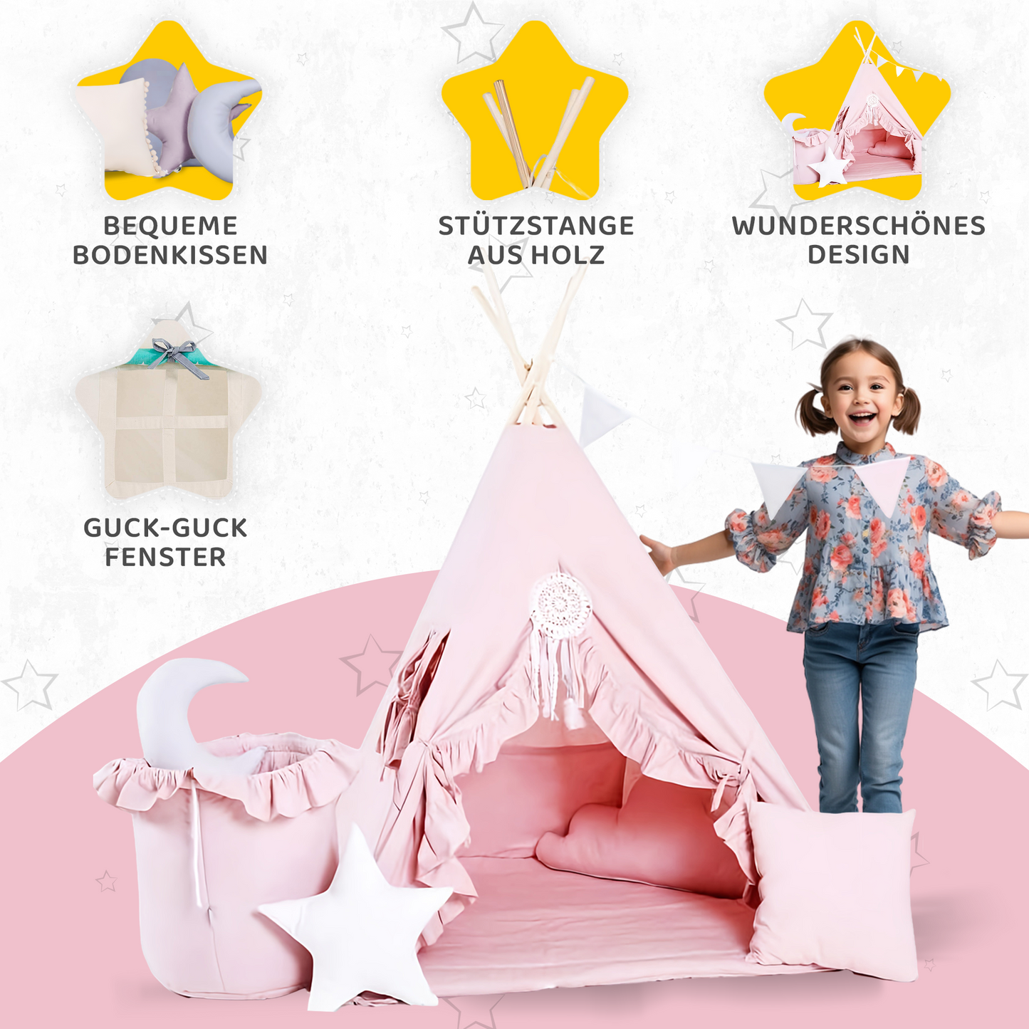 Tipi Spielzelt Rosa Prinzessin | Märchen Kinderzelt – Rainbow Kids