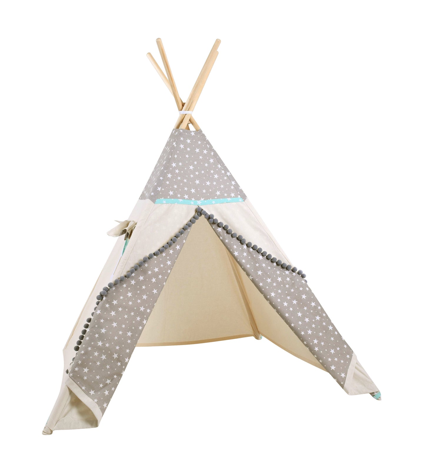 Tipi Spielzelt Wolfstern Grau | Kinderzelt mit Stern & Wolf Motiv – Rainbow Kids