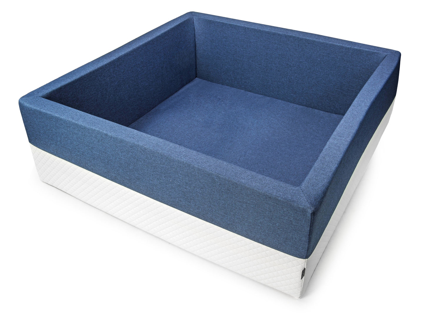 XXL Bällebad Dunkelblau 120×120×40 cm ohne Bälle, schräge Ansicht