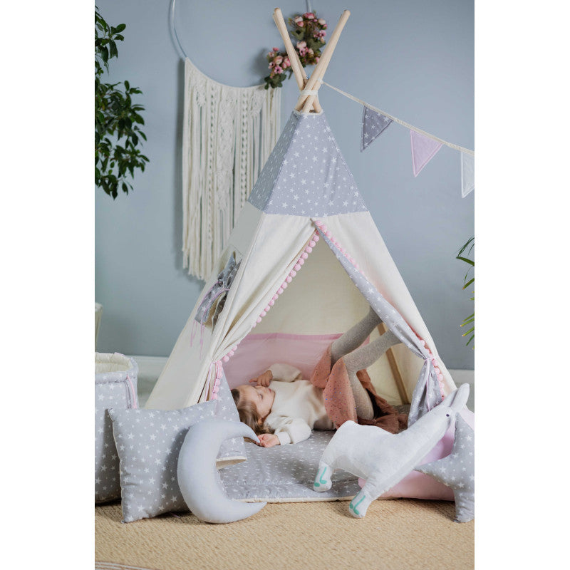 Tipi Spielzelt Wolfstern Rosa | Rosa Kinderzelt mit Wolf & Stern – Rainbow Kids