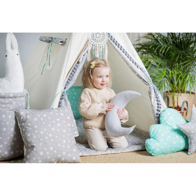 Tipi Spielzelt Wolfstern Grau | Kinderzelt mit Stern & Wolf Motiv – Rainbow Kids