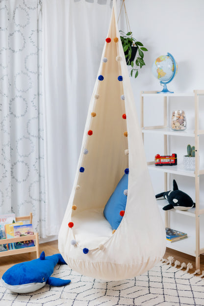 XL Kokon Hängesessel Pompons
