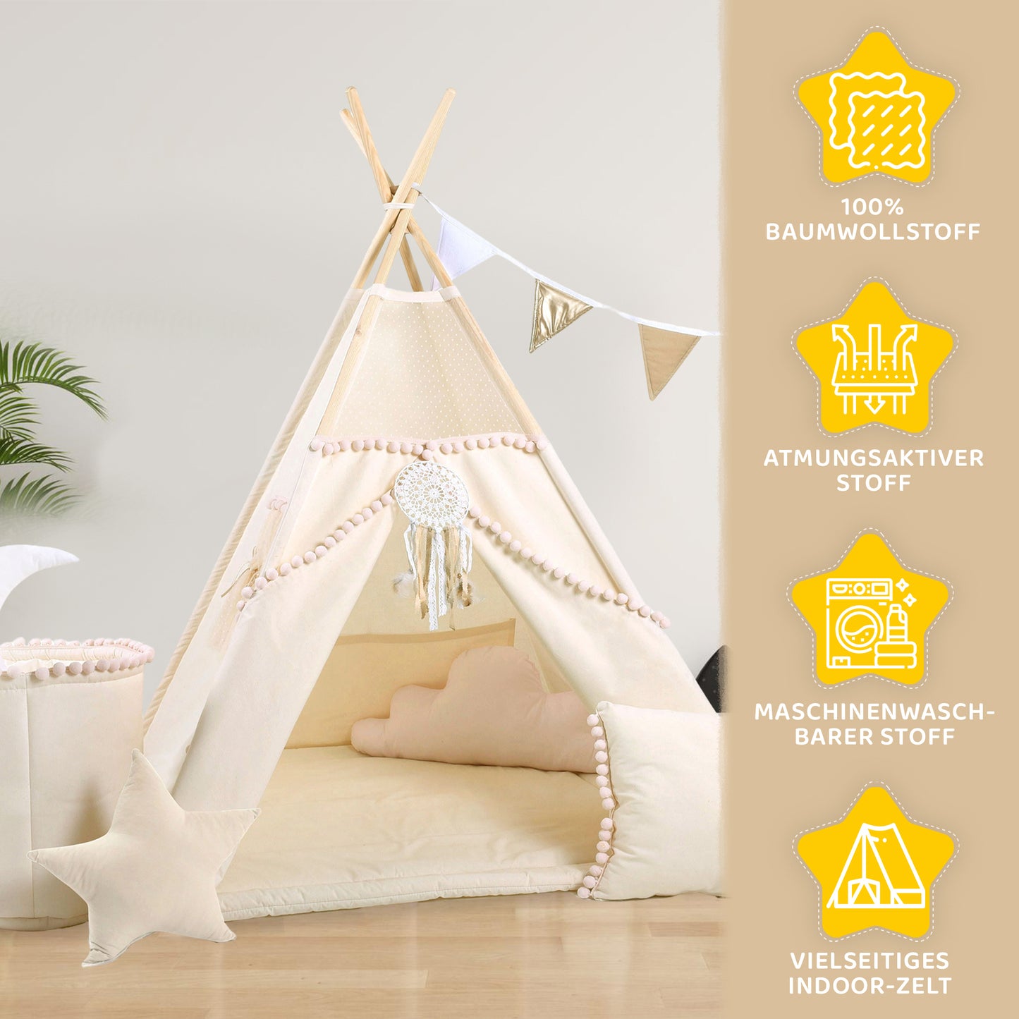 Tipi Spielzelt Beiger Punkt