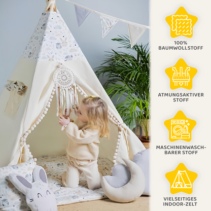 Tipi Spielzelt Eulchen & Hasi | Kinderzelt mit Eulen & Hasen – Rainbow Kids