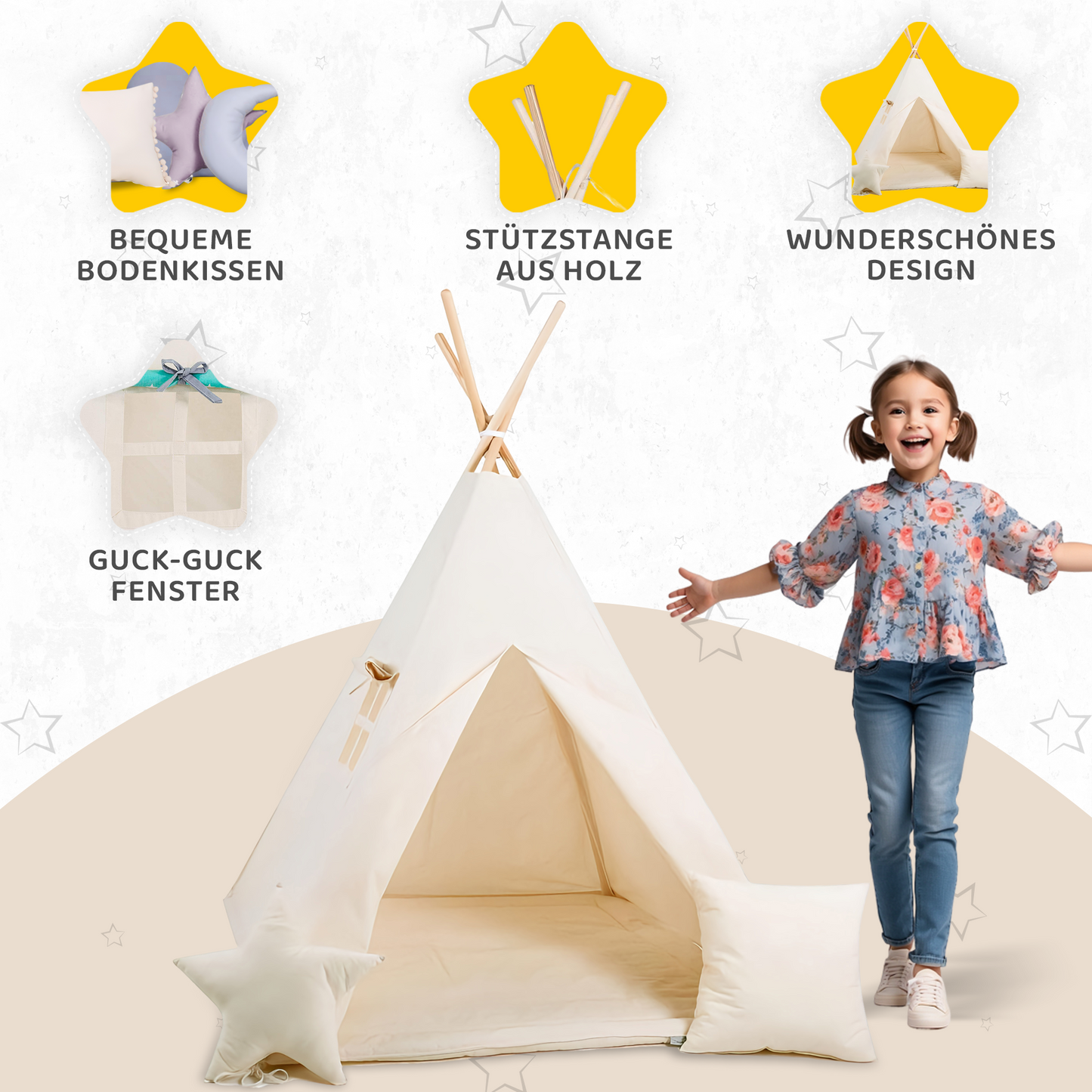 Tipi Spielzelt Milchstraße | Kinderzelt mit Sternenmuster – Rainbow Kids