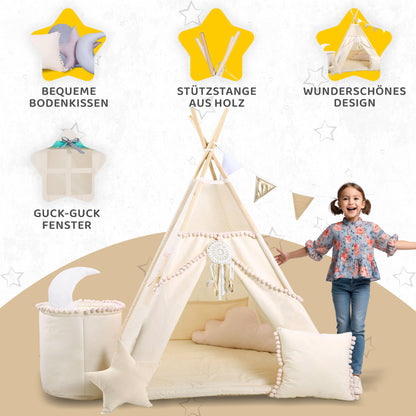 Tipi Spielzelt Beiger Punkt