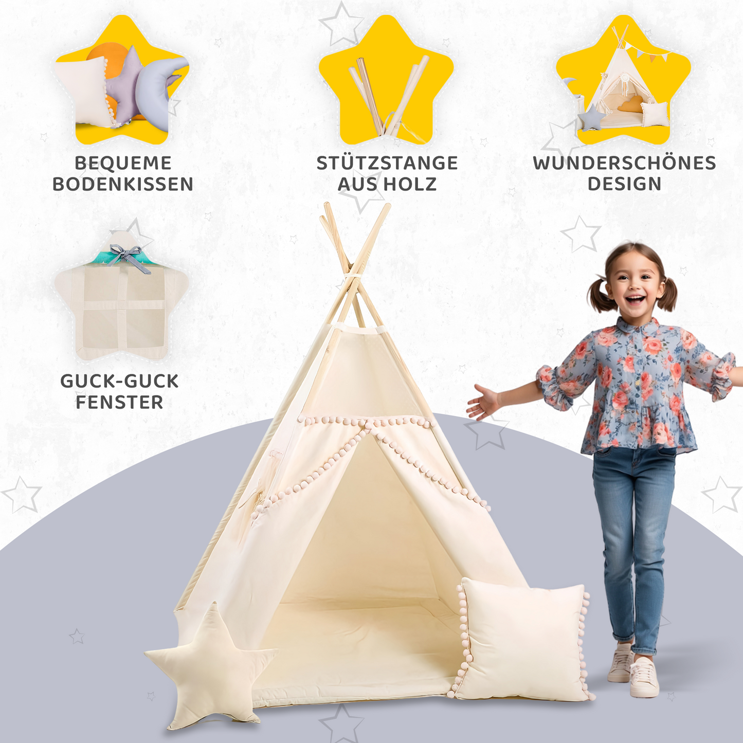 Tipi Spielzelt Beiger Punkt