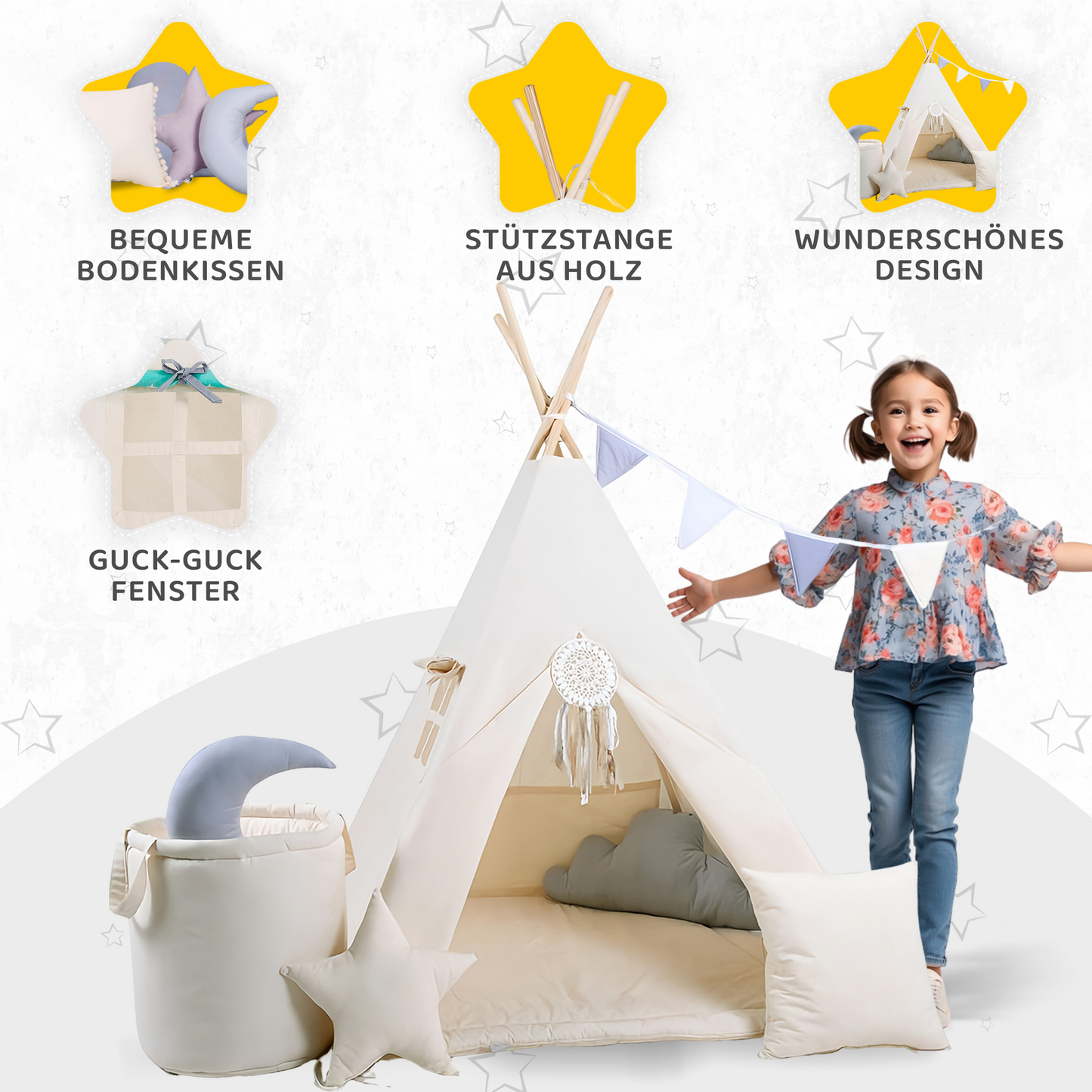 Tipi Spielzelt Milchstraße | Kinderzelt mit Sternenmuster – Rainbow Kids