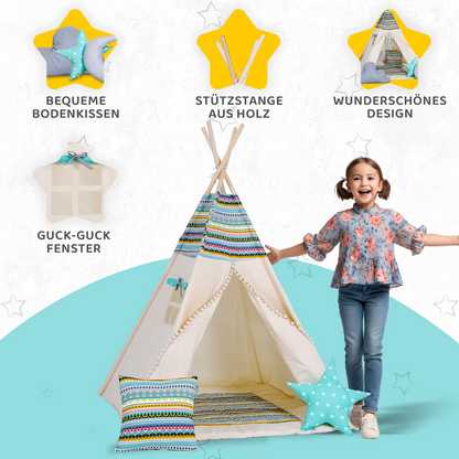 Tipi Spielzelt Apache | Kinderzelt aus Baumwolle – Rainbow Kids
