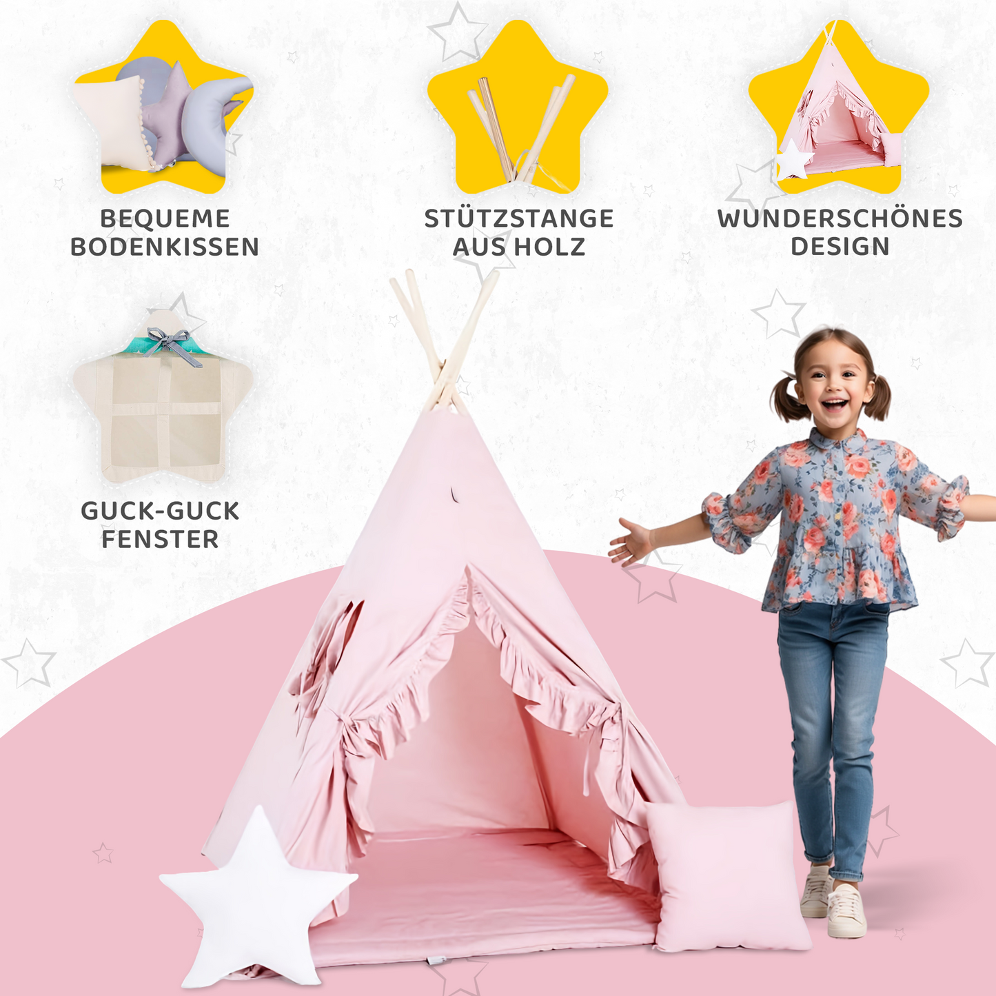 Tipi Spielzelt Rosa Prinzessin | Märchen Kinderzelt – Rainbow Kids