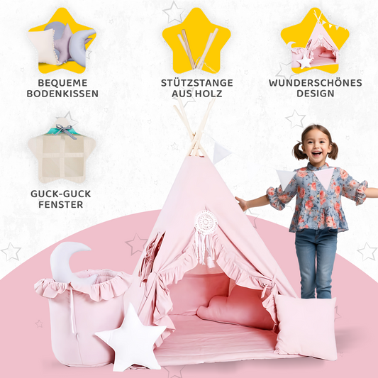 Tipi Spielzelt Rosa Prinzessin | Märchen Kinderzelt – Rainbow Kids