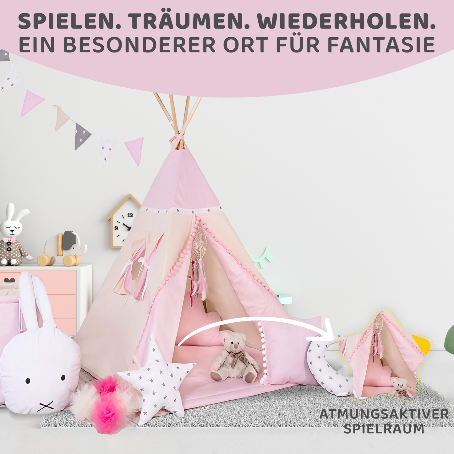 Tipi Spielzelt Kleine Königin | Märchen Kinderzelt für Mädchen – Rainbow Kids