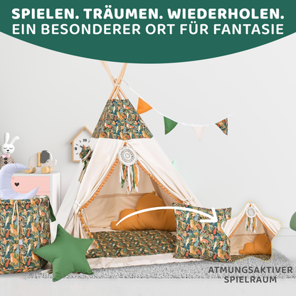Tipi Spielzelt Dschungel | Abenteuer Kinderzelt aus Baumwolle – Rainbow Kids