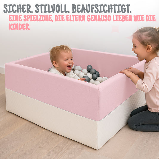 L Bällebad Rosa 90×90×40 cm | Kunstleder Kinder Bällebad – Rainbow Kids