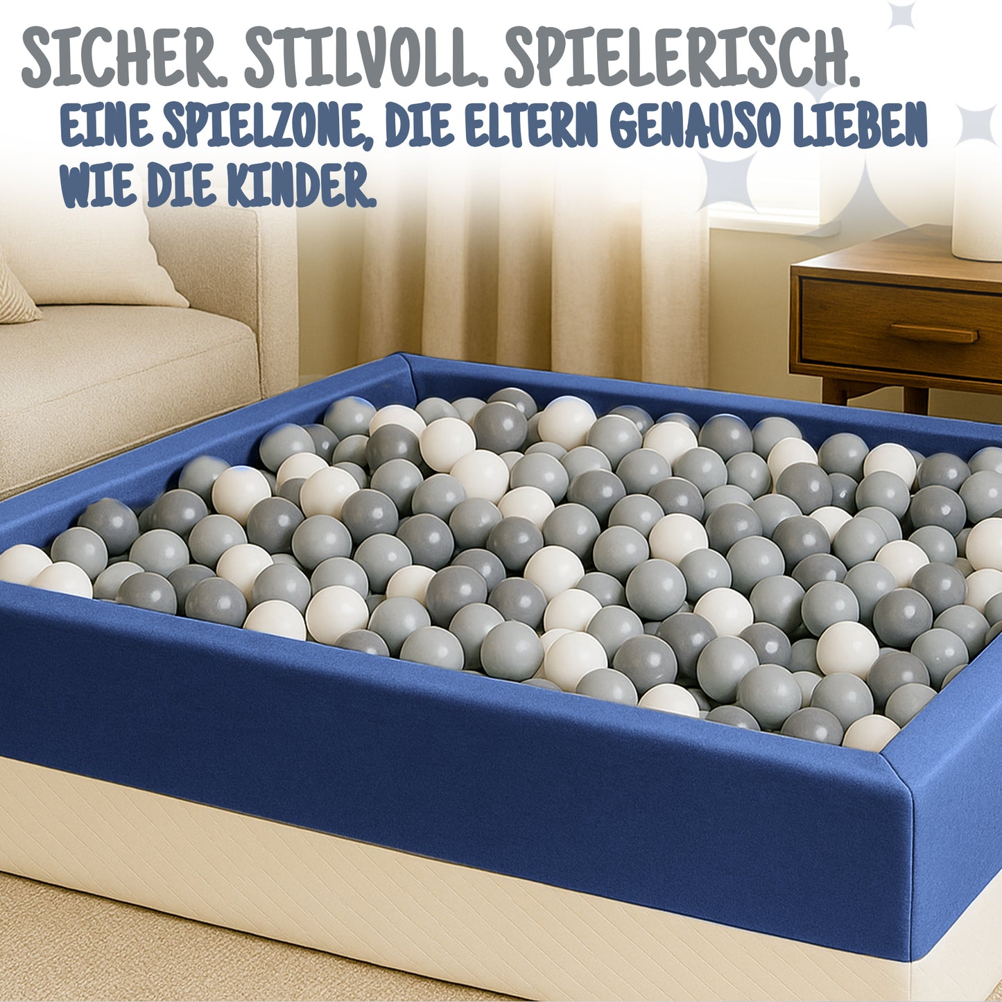 XL Bällebad Dunkelblau 120×90×40 cm | Kunstleder Kinder Bällebad – Rainbow Kids