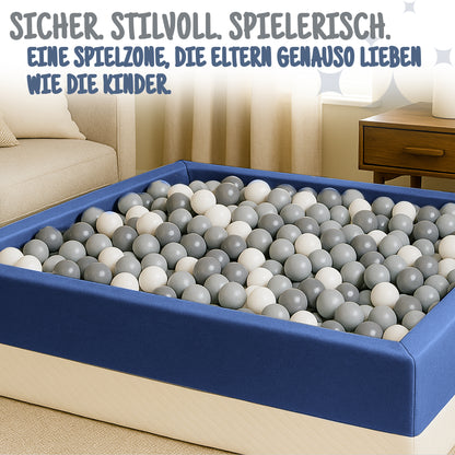 XL Bällebad Dunkelblau 120×90×40 cm | Kunstleder Kinder Bällebad – Rainbow Kids