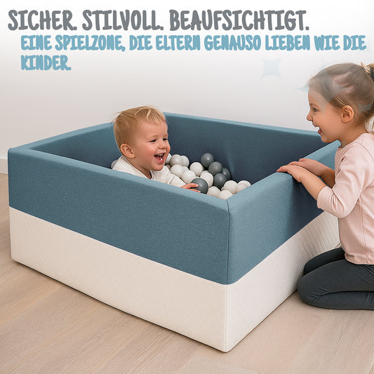 L Bällebad Mint 90×90×40 cm | Kunstleder Kinder Bällebad – Rainbow Kids