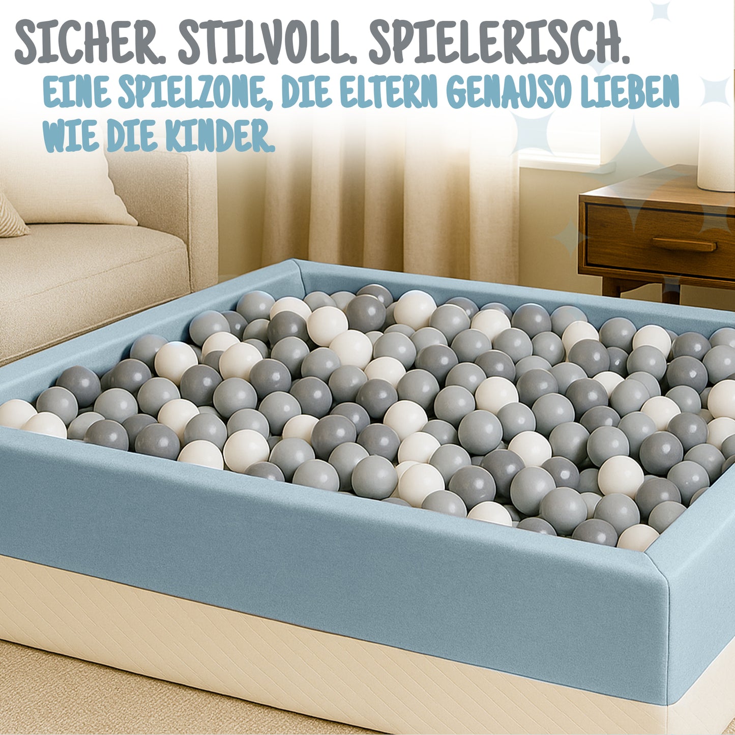 XL Bällebad Mint 120×90×40 cm | Kunstleder Kinder Bällebad – Rainbow Kids