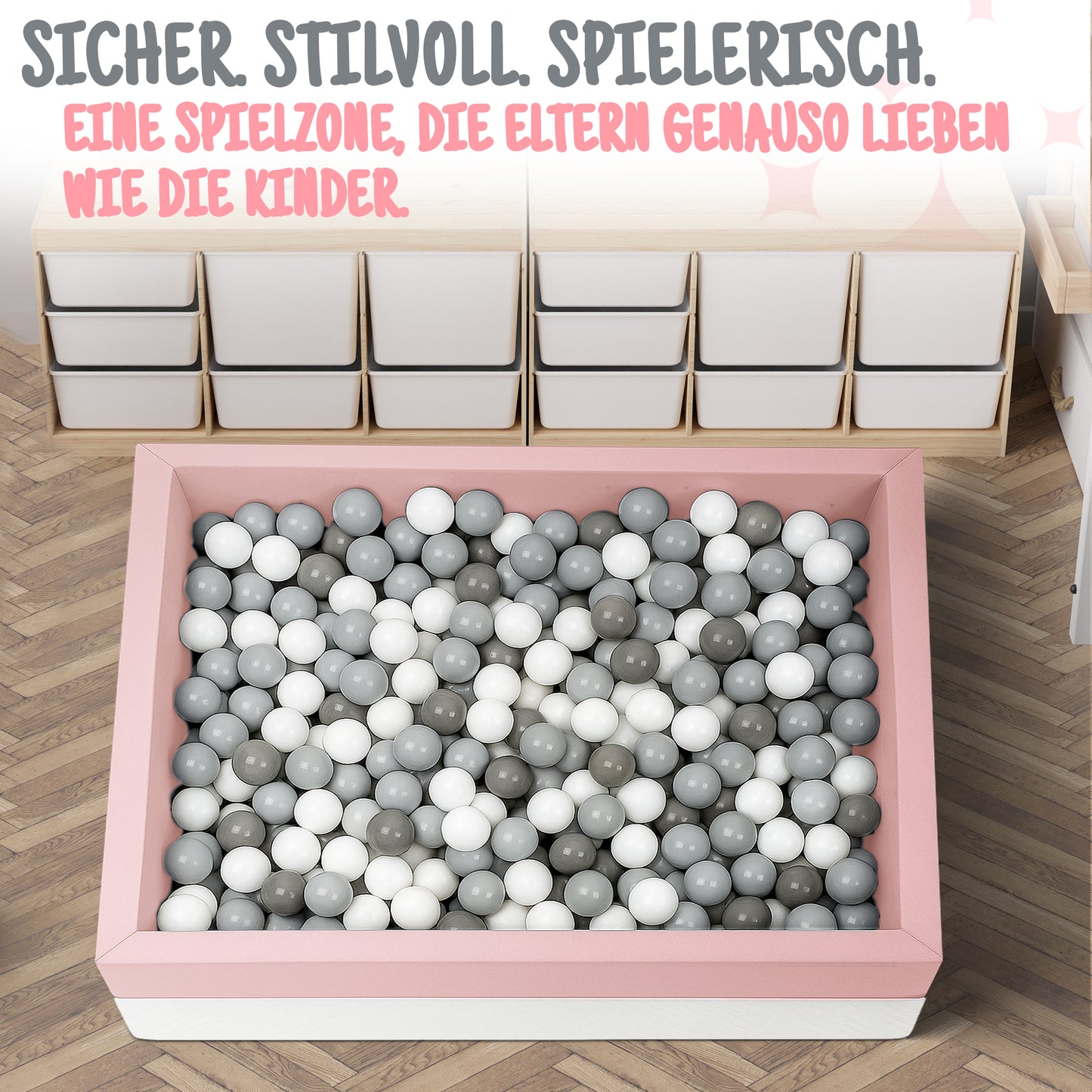 XL Bällebad Rosa 120×90×40 cm | Kunstleder Kinder Bällebad – Rainbow Kids
