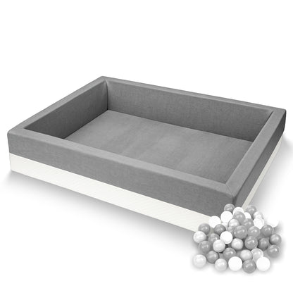 XL Bällebad Grau 120×90×40 cm | Kunstleder Kinder Bällebad – Rainbow Kids