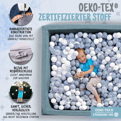 XL Bällebad Dunkelgrau 110×110×40 cm im Garten als Spielbereich für Kinder – Rainbow Kids
