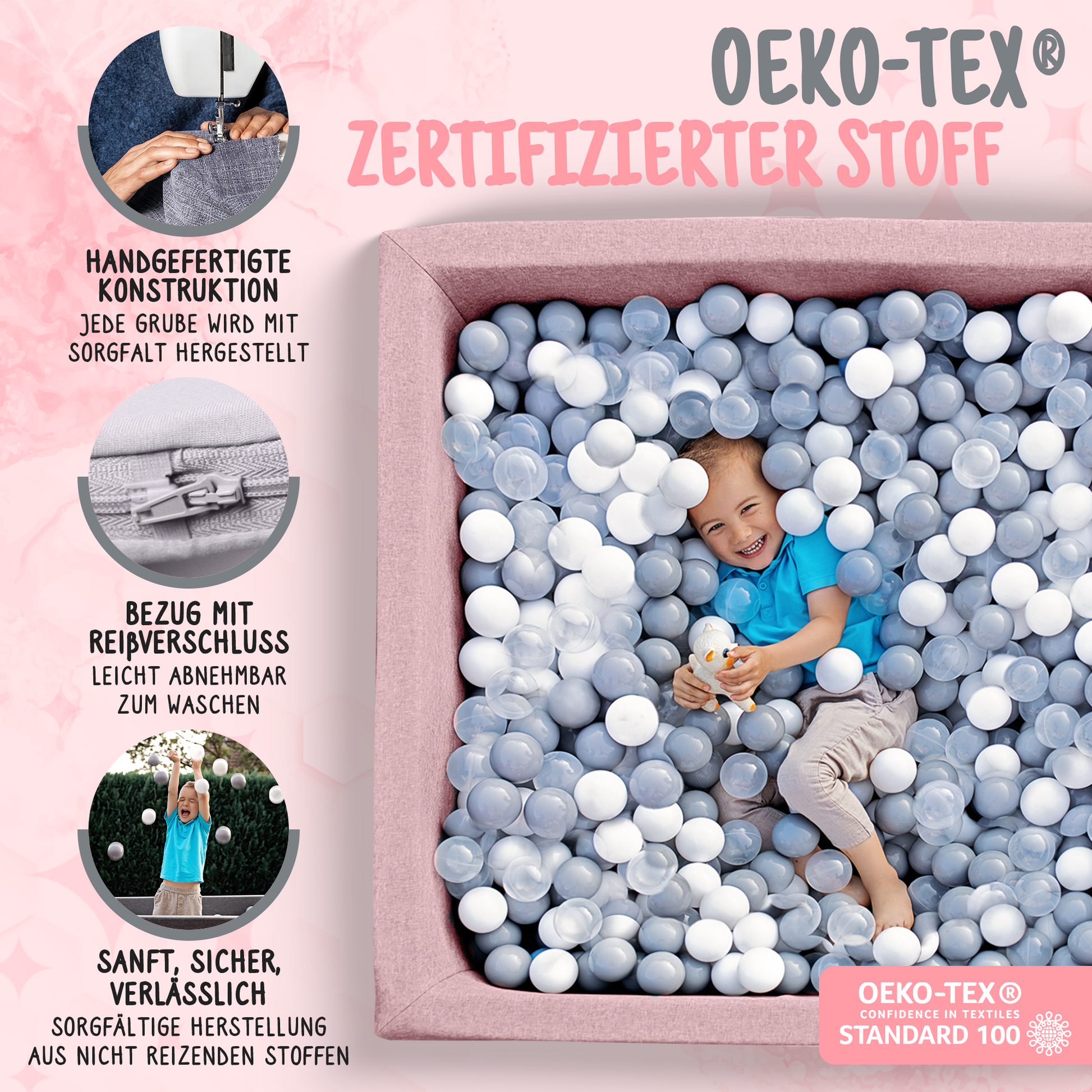 Vergleich Rainbow Kids XL Bällebad Rosa 110×110×40 cm mit anderen Bällebädern
