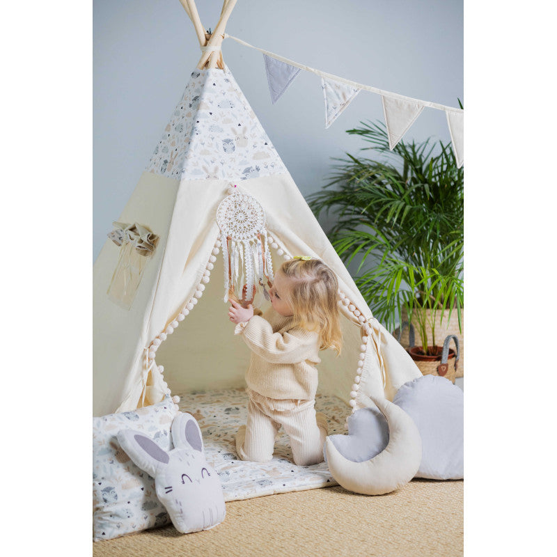 Tipi Spielzelt Eulchen & Hasi | Kinderzelt mit Eulen & Hasen – Rainbow Kids