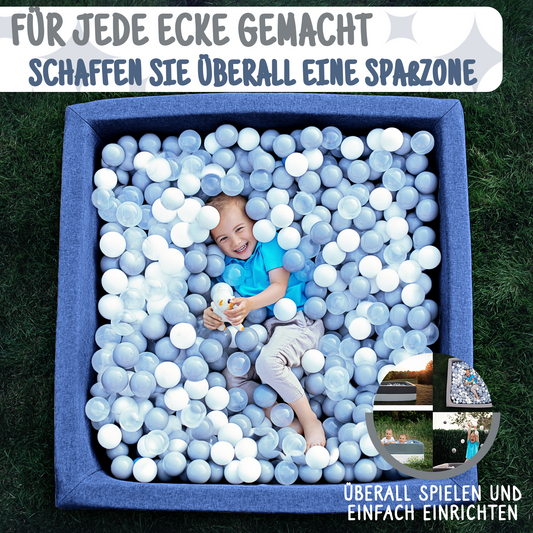 XXL Bällebad Dunkelblau 120×120×40 cm – quadratisches Kinder Bällebad