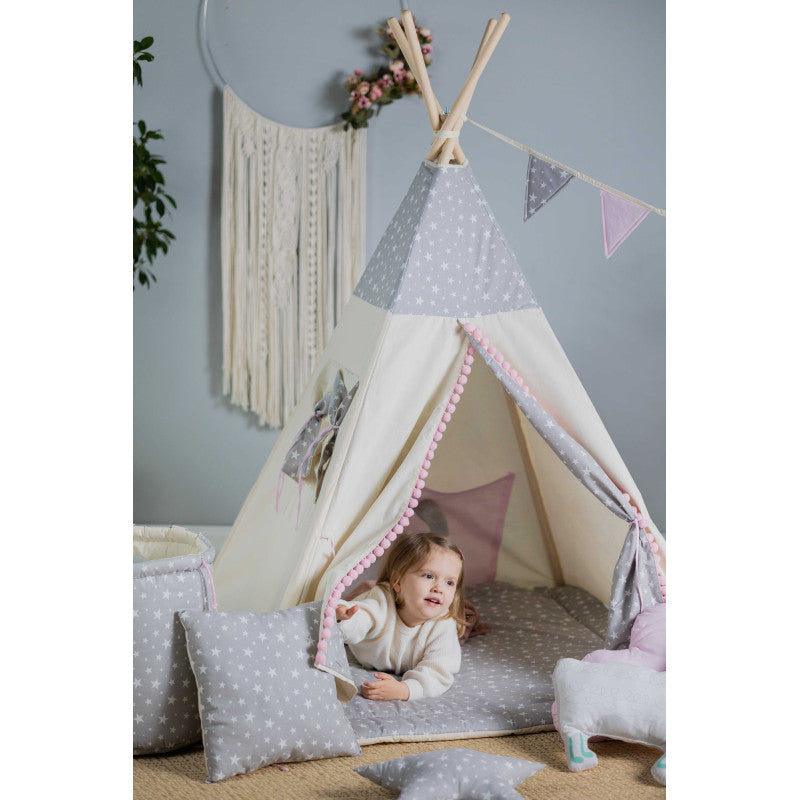 Tipi Spielzelt Wolfstern Rosa | Rosa Kinderzelt mit Wolf & Stern – Rainbow Kids