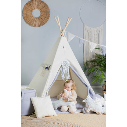 Tipi Spielzelt Grauer Wolf | Kinderzelt aus Baumwolle – Rainbow Kids